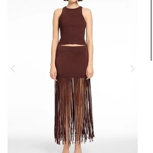 Toccin CARLYLE SHORT SKIRT WITH FRINGE in Deep Spice